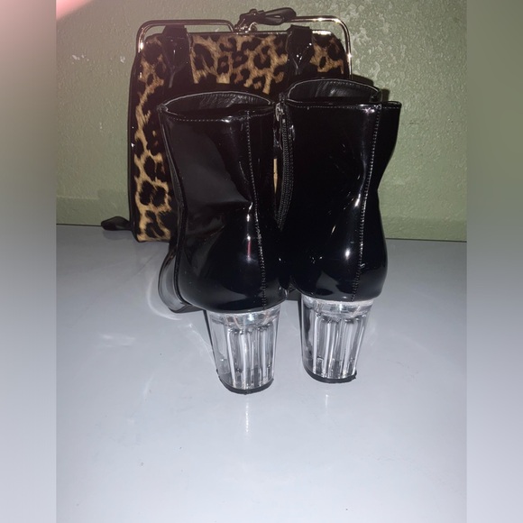 Olivia+Kate black glossy booties size 11 and lepard large hand bag - Picture 9 of 9